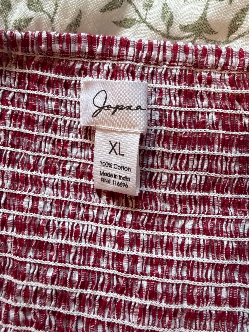 Japna Red and White Gingham Midi Sundress with Basque Waist - 100% Cotton XL - Picture 4 of 4